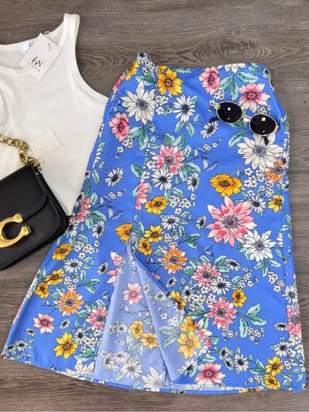 BOG Collective Floral Midi Skirt